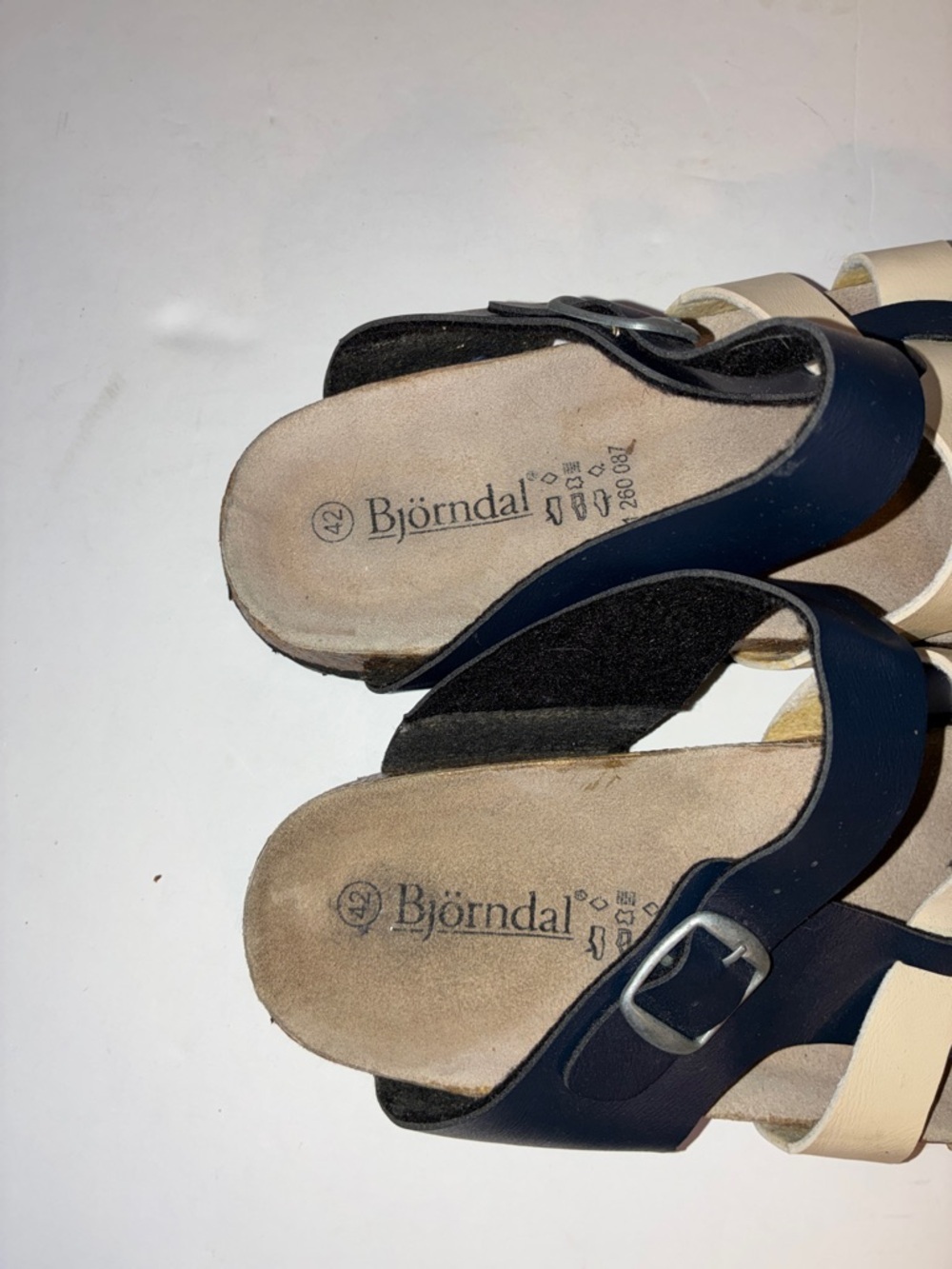 Bjorndal, Cream and Blue Sandals, Size EU 42 / US 11 - 11.5 - Picture 9 of 11